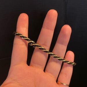 Trifari gold tone black rope chain bracelet